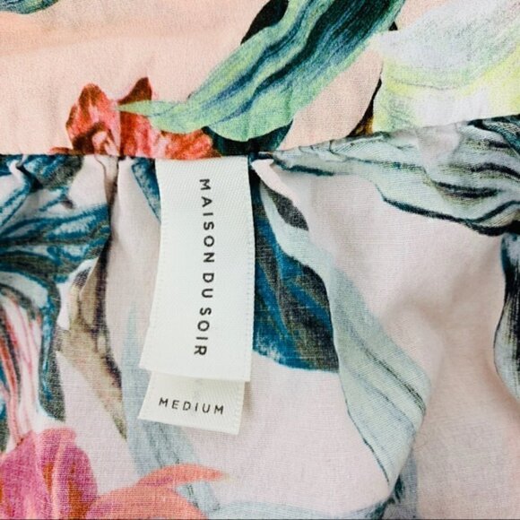 Maison Du Soir Night Dress M Emmie Floral Twist Strap Luxury Sleepwear Vacation - Picture 10 of 13